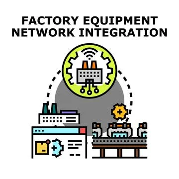 Factory equipment network integration digital automation concept Stock Illustration