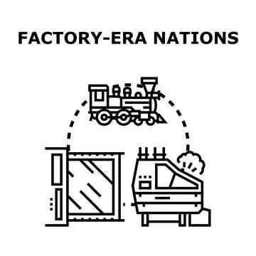 Factory era nations developing industry concept Stock Illustration