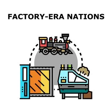 Factory era nations developing industry concept Stock Illustration