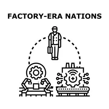 Factory era nations development and technology Stock Illustration