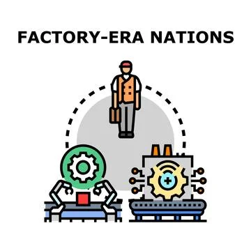 Factory era nations development and technology Stock Illustration