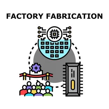 Factory fabrication process with microchip production 스톡 일러스트