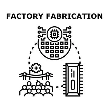 Factory fabrication process with microchip production 库存插图