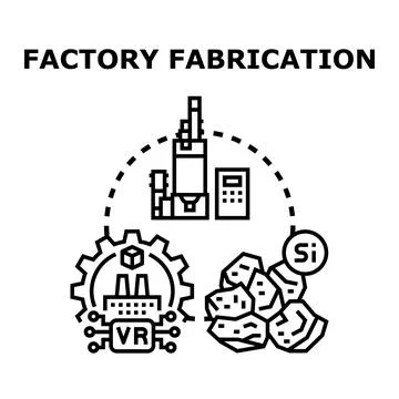 Factory fabrication process using virtual reality and raw materials イラスト素材
