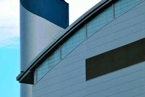 Factory facade with chimney Stock Photos