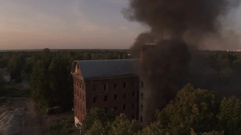 Factory on fire Stock Footage 100063077
