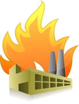 Factory on fire illustration design over a white background Stock Illustration