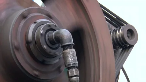 Factory. Fitting Shop. Part of Equipment Working. Spinning Mechanism. Complex Video stock 71992918