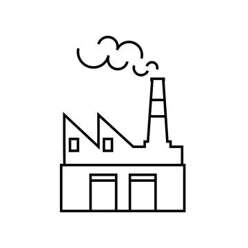 Factory flat line icon. Vector outline illustration of industry building Illustrazione stock