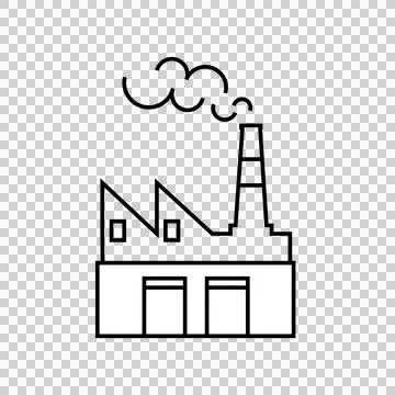 Factory flat line icon. Vector outline illustration of industry building Stock Illustration