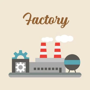 Factory flat style building Stock Illustration