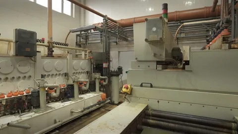 Factory floor. Equipment in all its glory, panorama Video stock 128957251
