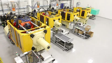 Factory Floor Pan with Machines Stock Footage 38013226