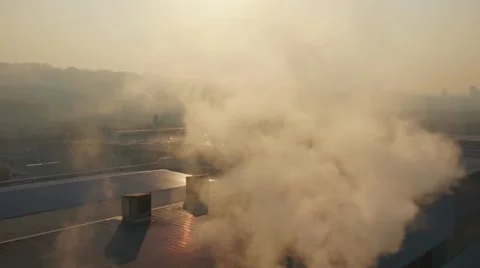 Factory flying trough smoke pollution Stock Footage 62497409