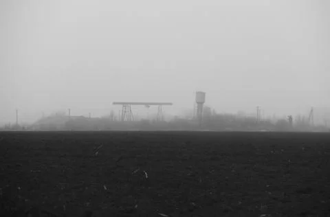 Factory in the fog 库存照片