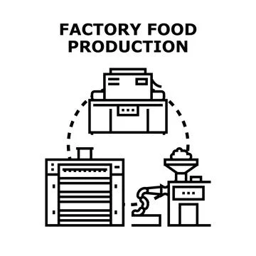 Factory food production line process technology concept イラスト素材