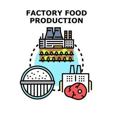 Factory food production process concept creating meals Stock Illustration