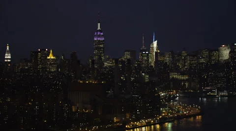 Factory in front of Midtown Manhattan at night. Shot in 2011. Stock Footage 59171753