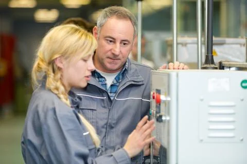 Factory future technician on training Stock Photos