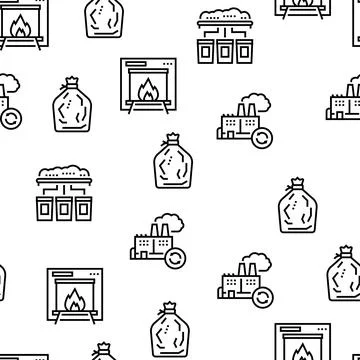 Factory Garbage Waste Vector Seamless Pattern Illustrazione stock