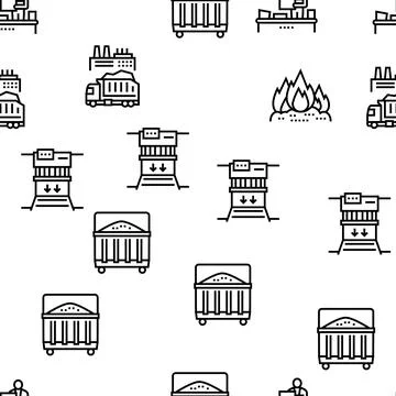 Factory Garbage Waste Vector Seamless Pattern Stock Illustration
