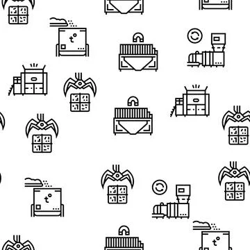 Factory Garbage Waste Vector Seamless Pattern イラスト素材