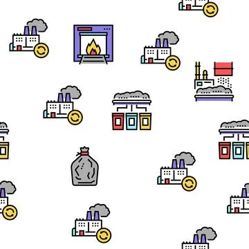 Factory Garbage Waste Vector Seamless Pattern イラスト素材