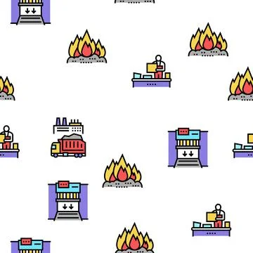 Factory Garbage Waste Vector Seamless Pattern Stock Illustration