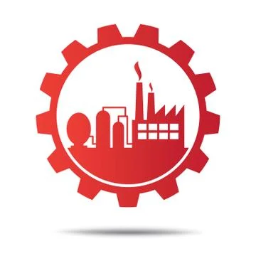 Factory in gear concept icon Illustrazione stock