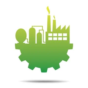 Factory in gear concept icon Stock Illustration