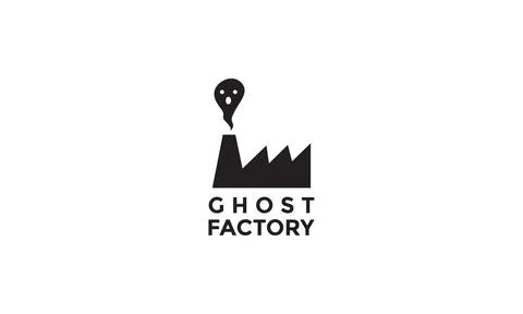 Factory ghost silhouette logo vector icon illustration design Stock Illustration