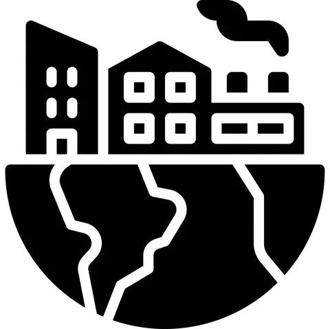 Factory on Half Earth icon, Earth Day related vector イラスト素材