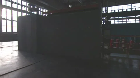 Factory hall or electricity station with big turbine Stock Footage 299985372