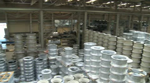 Factory hall:production of wheels 6 Stock Footage 22108353