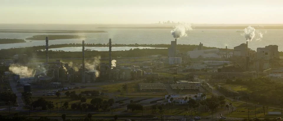 Factory for handling and processing of phosphates emitting toxic vapors Stock Photos