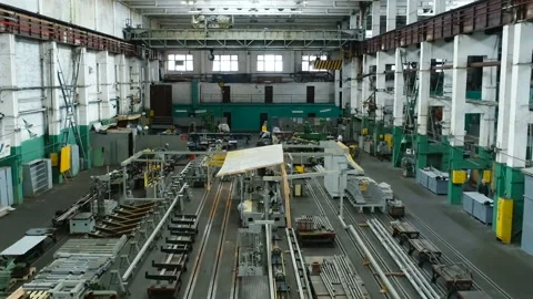 Factory hangar. Shooting with copter. Stock Footage 99827643