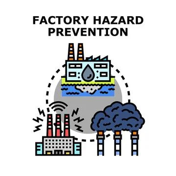 Factory hazard prevention protecting environment and workers Stock Illustration