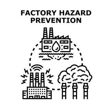 Factory hazard prevention protecting environment and workers Stock Illustration
