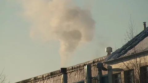 Factory Heating Winter Smoke Looped Stock Footage 103153272