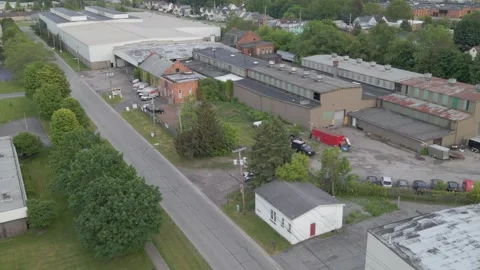 Factory Housing Working Class Community East Rochester New York Drone Aerial Stock Footage 159254356