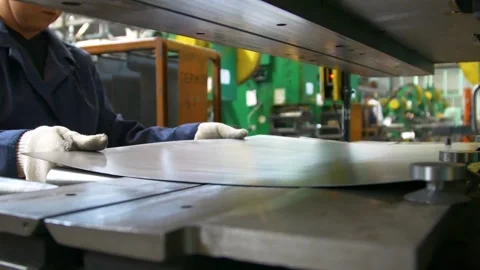 Factory hydraulic press. Stamping of sheet steel parts on a hydraulic press. Video stock 276962465