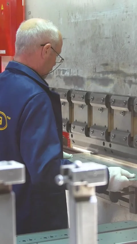 Factory hydraulic press. Stamping of sheet steel parts on a hydraulic press. Stock Footage 277130197