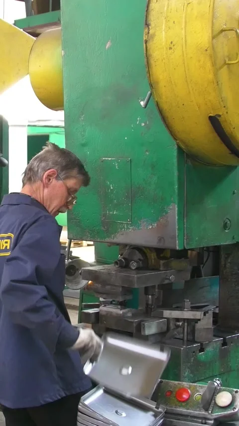 Factory hydraulic press. Stamping of sheet steel parts on a hydraulic press. Video stock 277130210