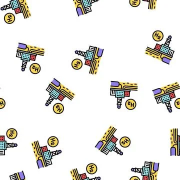 Factory hydrogen vector seamless pattern Stock Illustration