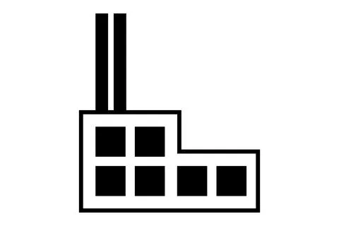 Factory icon black white flat design - vector illustration Stock Illustration