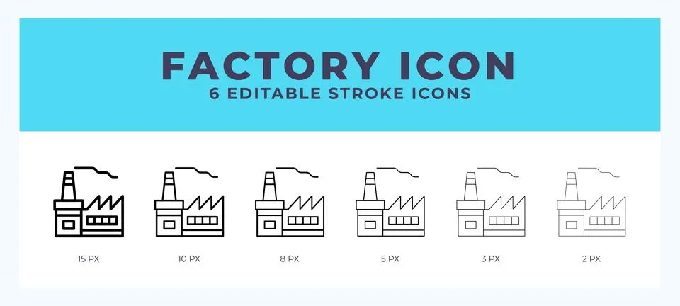 Factory icon. Editable stroke line icon vector illustration. Stock Illustration