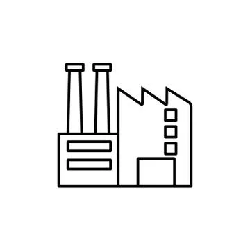 Factory icon element of building icon for mobile concept and web apps. Thin l Ilustración de archivo