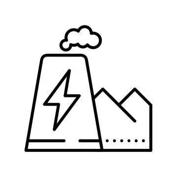 Factory icon. Flat pictogram for web. Line stroke. Simple waste symbol isolat Stock Illustration