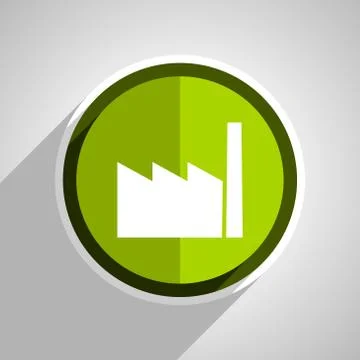 Factory icon, green circle flat design internet button, web and mobile app il Stock Illustration