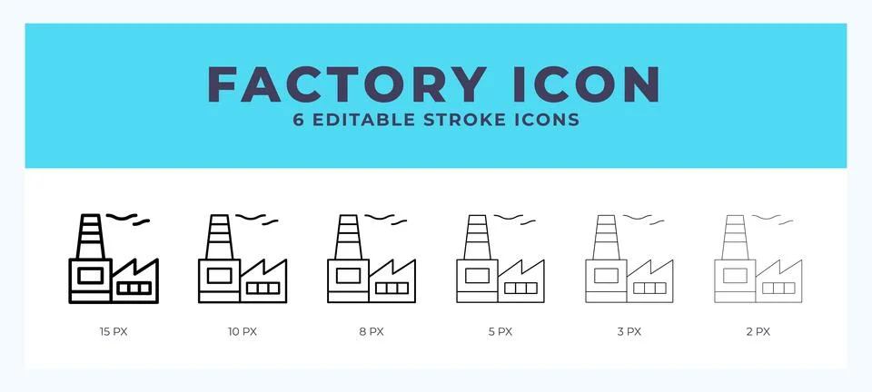 Factory icon illustration vector with editable stroke. Stock Illustration